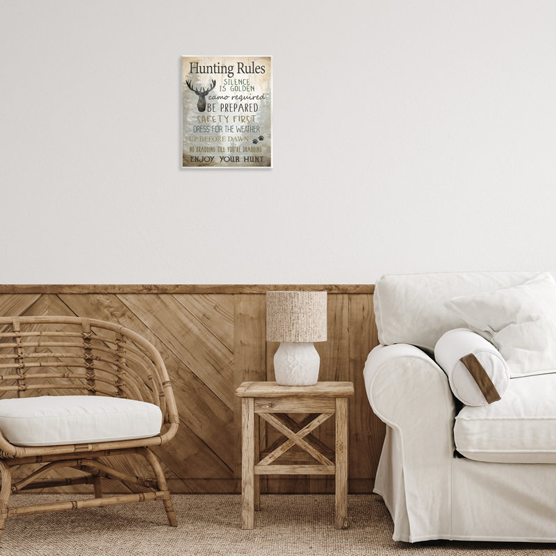 «Rustic Hunting Rules», art mural sur bois par Kim Allen