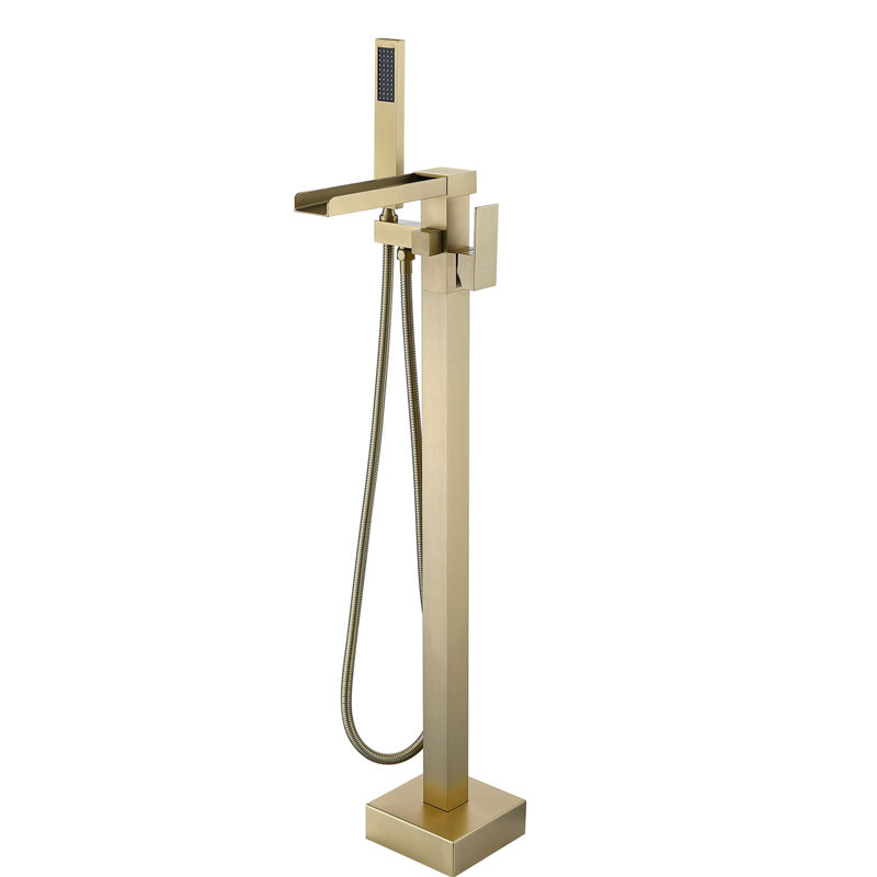 Robinet de baignoire fixé au sol, Or brossé