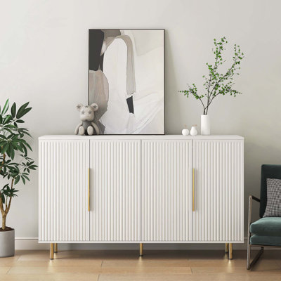Fluted Buffet Accent Cabinet With Adjustable Shelves