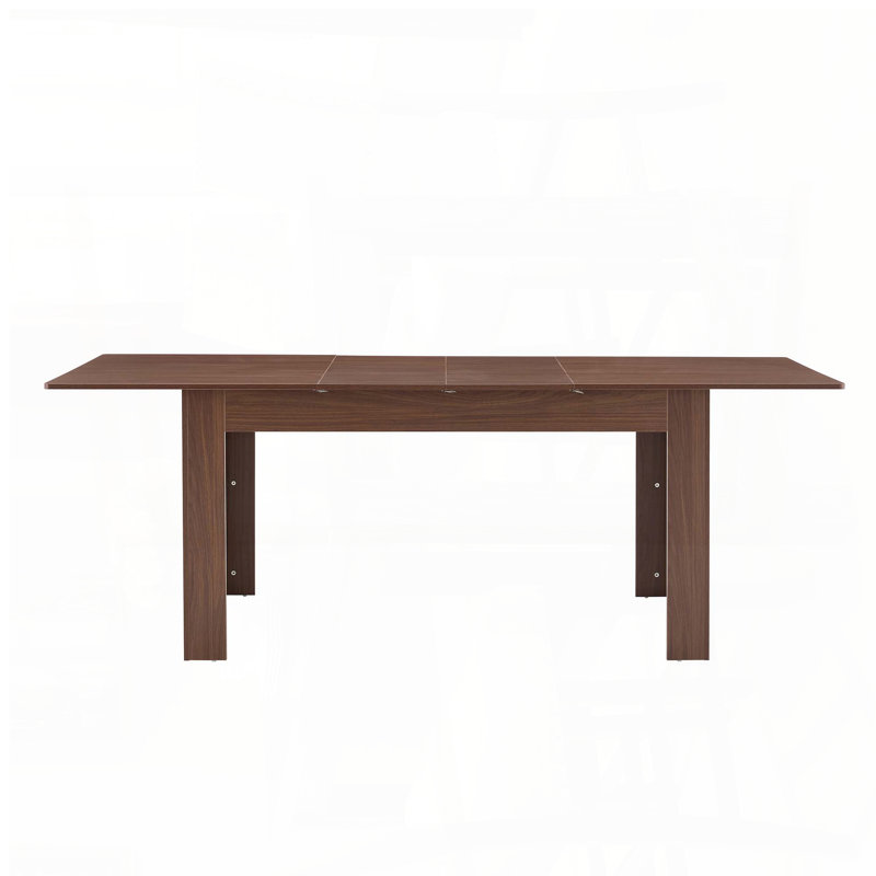 Extendable Rectangular Dining Table with Drop Leaves - Walnut Finish, Space-Saving