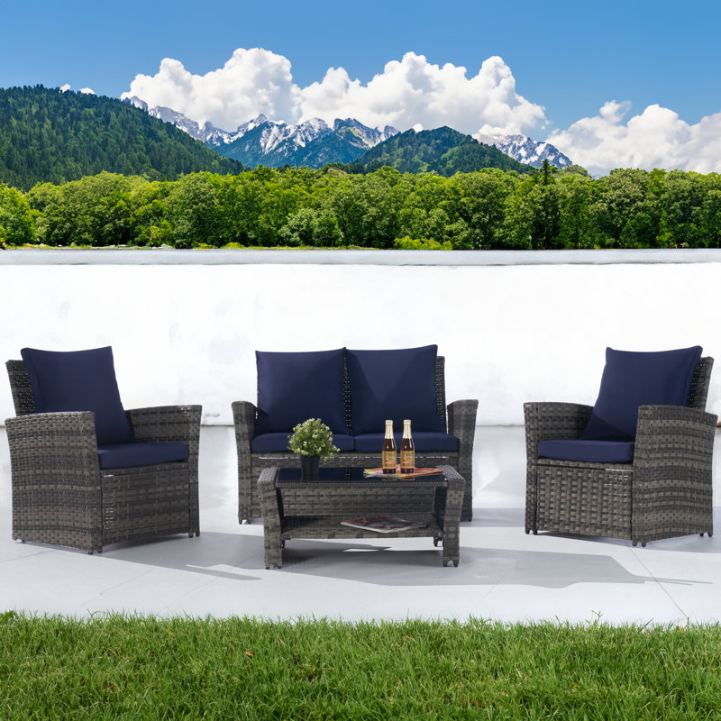 Ensemble de conversation pour 4 personnes, Bleu marine