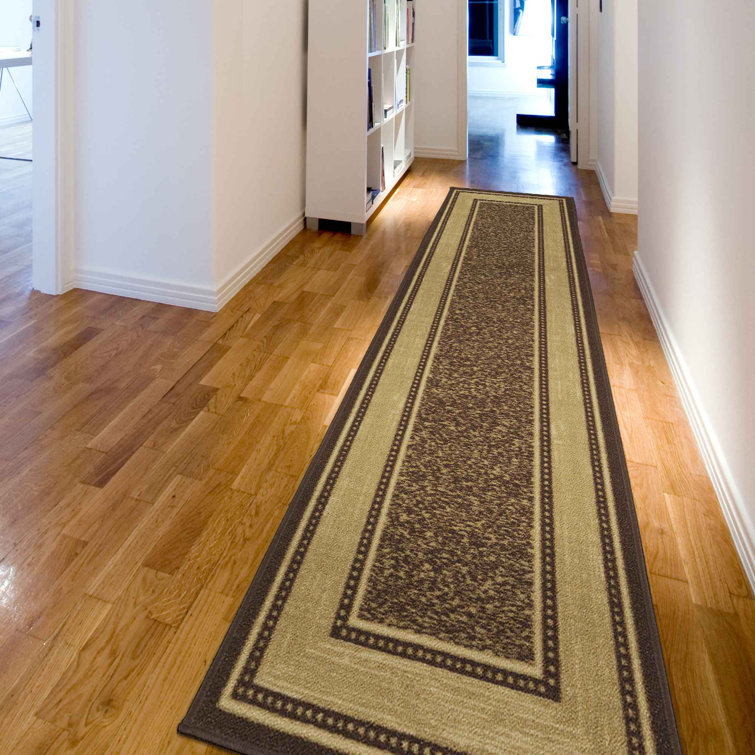 Easy Care Non-Slip Border Design Area Rug For Living Room, Hallway Rug