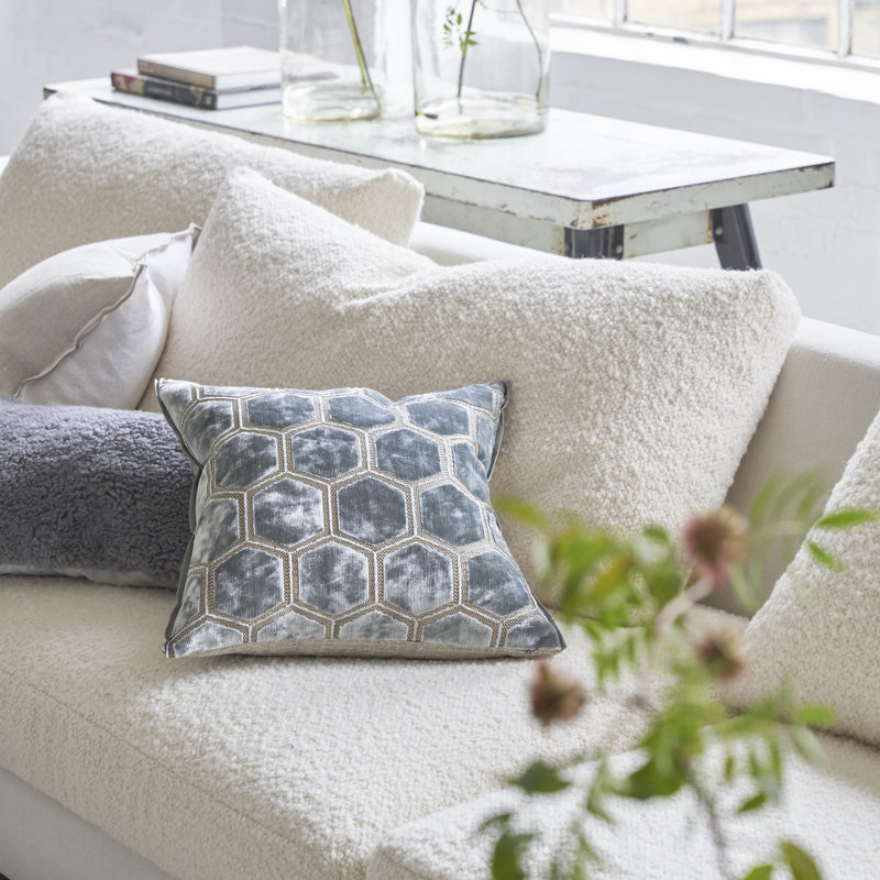 Manipur Velvet Decorative Pillow, 17"H x 17"W, Silver