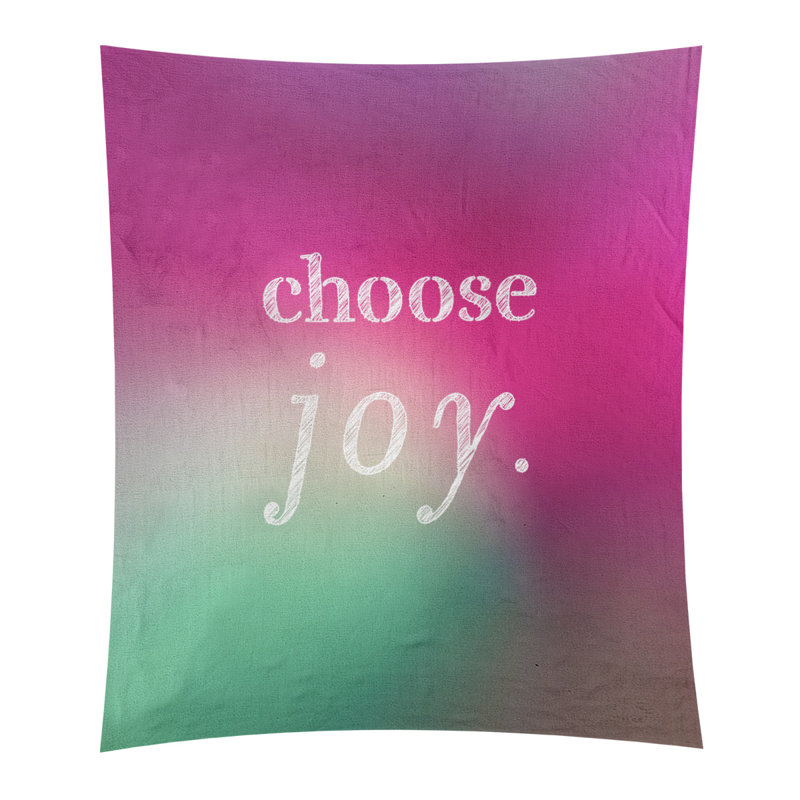Tapisserie de polyester, choisir la joie citation, H 27,5 po x l 37,5 po, Fuchsia / vert
