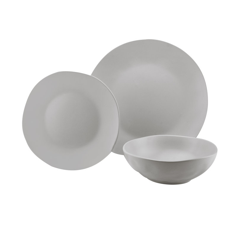 Lysander Stoneware 12 Piece Dinnerware, Service For 4, Black