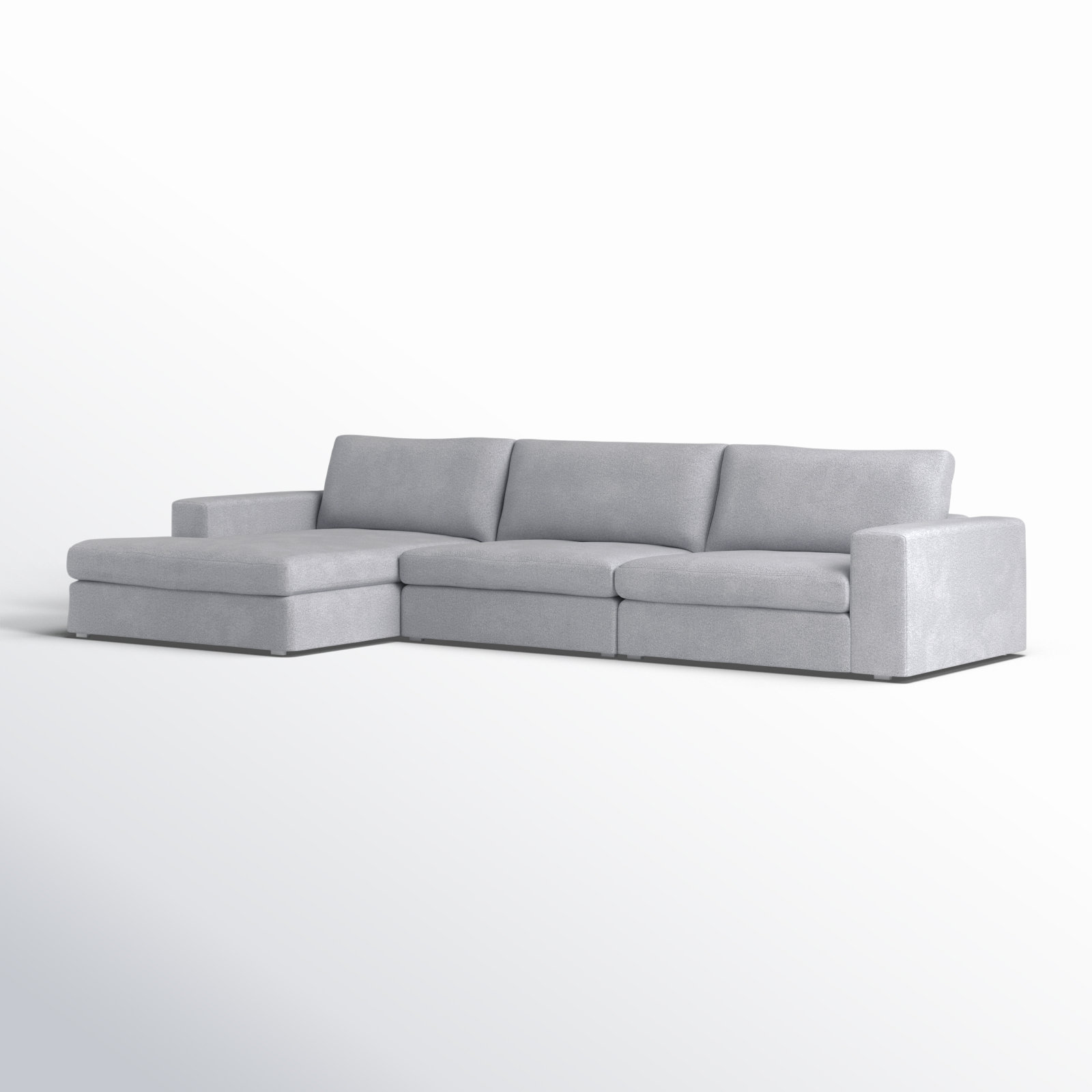 Ojai Sofa and Chaise, Left Hand Facing, Light Gray Chenille