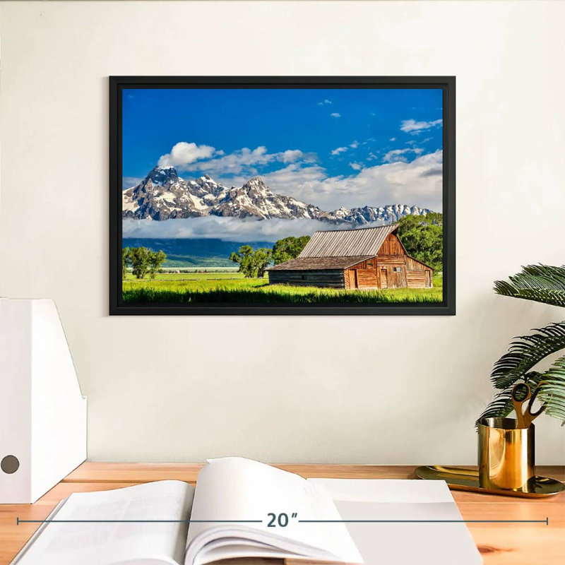 Grand Teton Mormon Barn, Cadre flottant noir, 13 po x 9 po