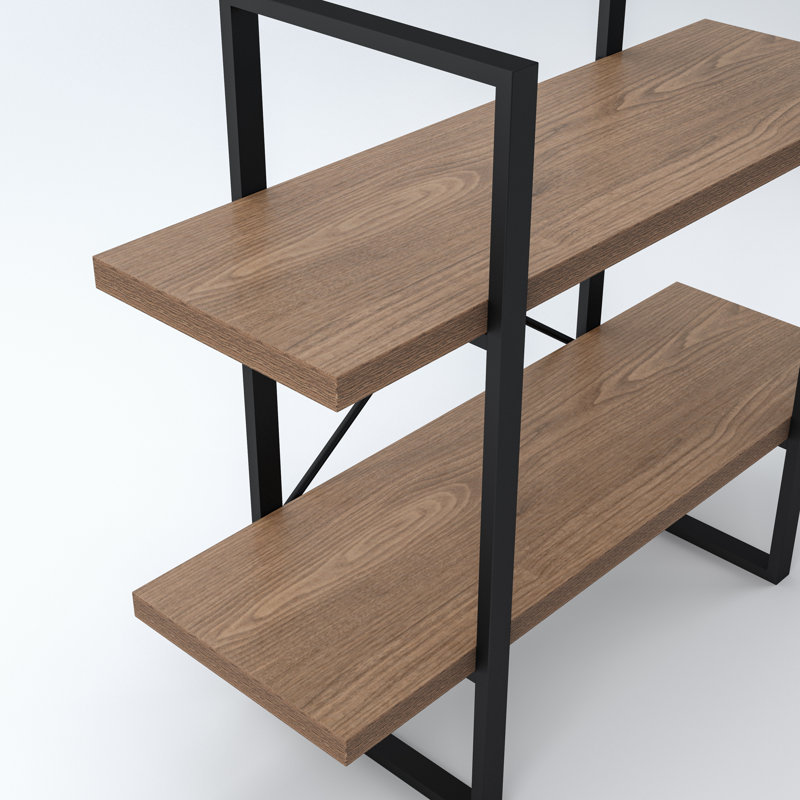 Étagère à livres en fer H 85,83 "x l 70,87" Jill, Walnut