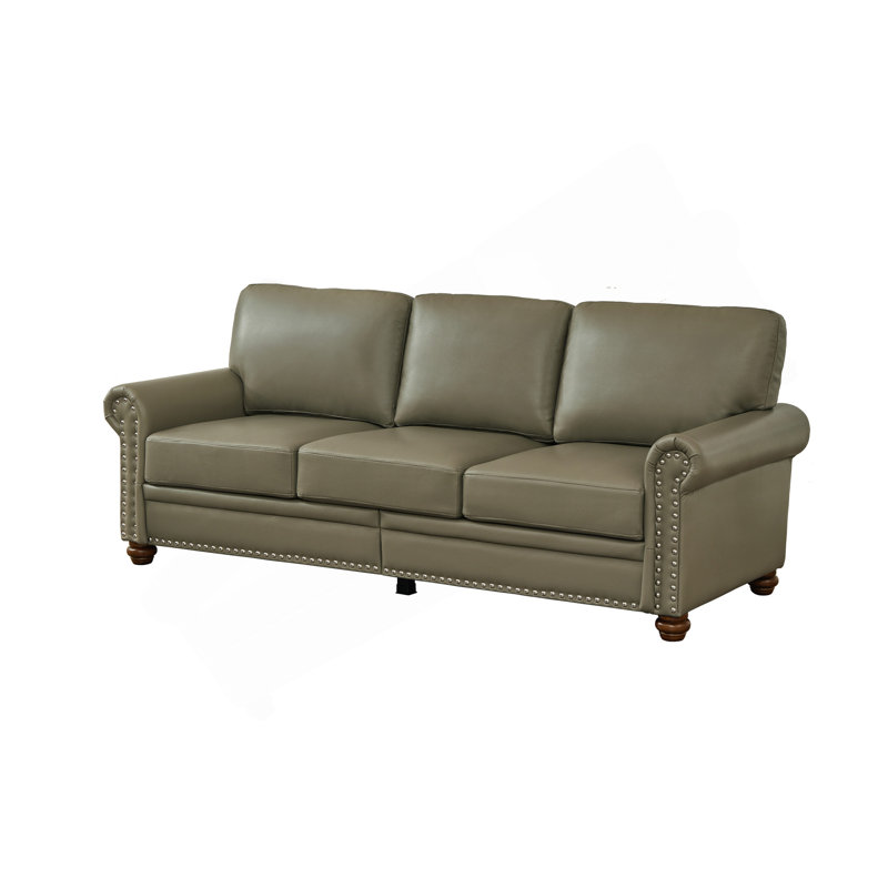 Canapé clouté classique en taupe de salon, H 34,5 po x l 31,89 po x P 82,68 po, 3, Gris