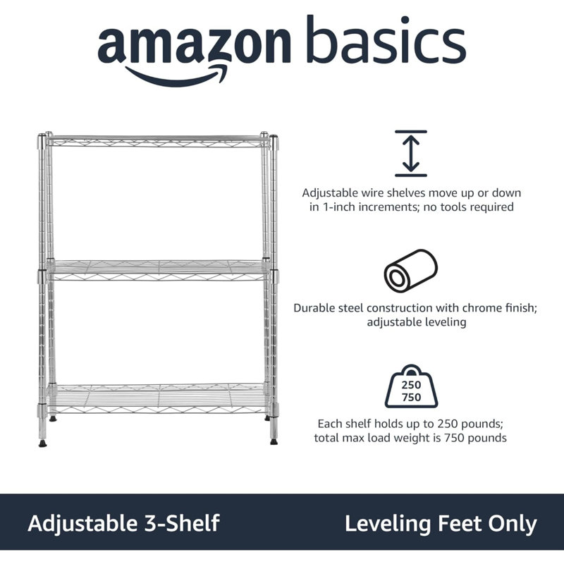 Omolade 13.4'' W Metal Shelving Unit, Chrome