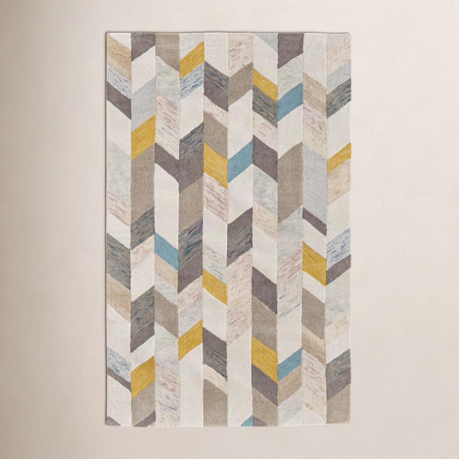 Binada Blue Gray Hand-Tufted Chevron Rug, Rectangle 8' x 11'