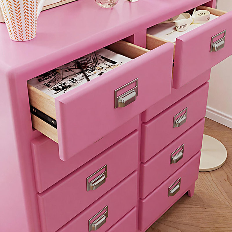 Multi-functional drawer solid-color accent chest, 37.8" H x 30.71" W x 15.75" D, Pink