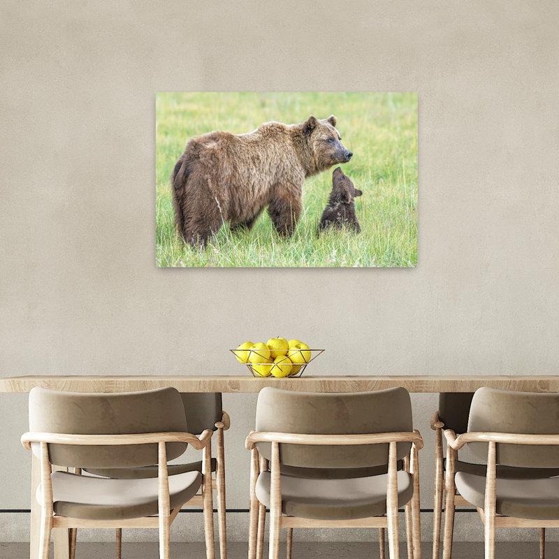Mama Bear And Cub Abstract Contemporary Bear Nature Wildlife Wall Art Print by Jeffrey C. Sink - 1 Piece Wrapped Canvas Wall Art