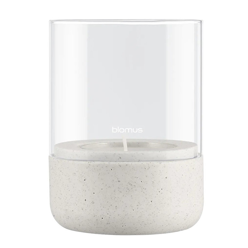 Glass, 14 cm H x 10 cm W x 10 cm D, Light Grey