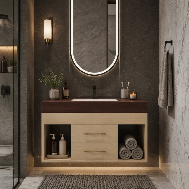Ensemble de meuble-lavabo mural flottant 29,9 po, Wood
