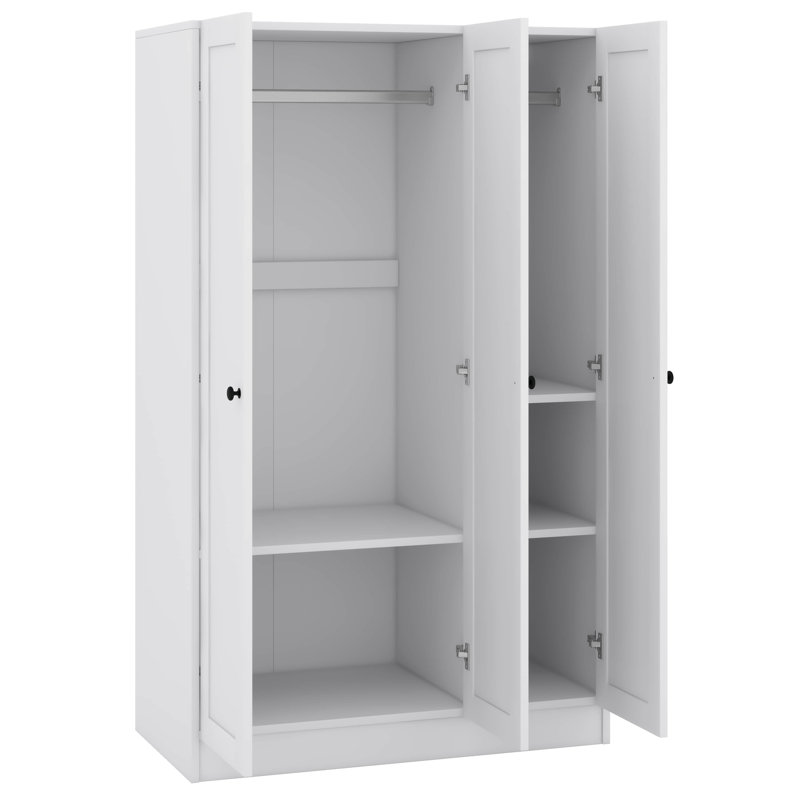 Armoire à 3 portes avec tablettes, Blanc