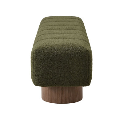Banc de salle à manger rembourré pour la salle à manger, banc de repose-pieds sans assemblage pour le salon de la chambre à coucher, tissu vert Boucle, capacité de poids de 300 lb