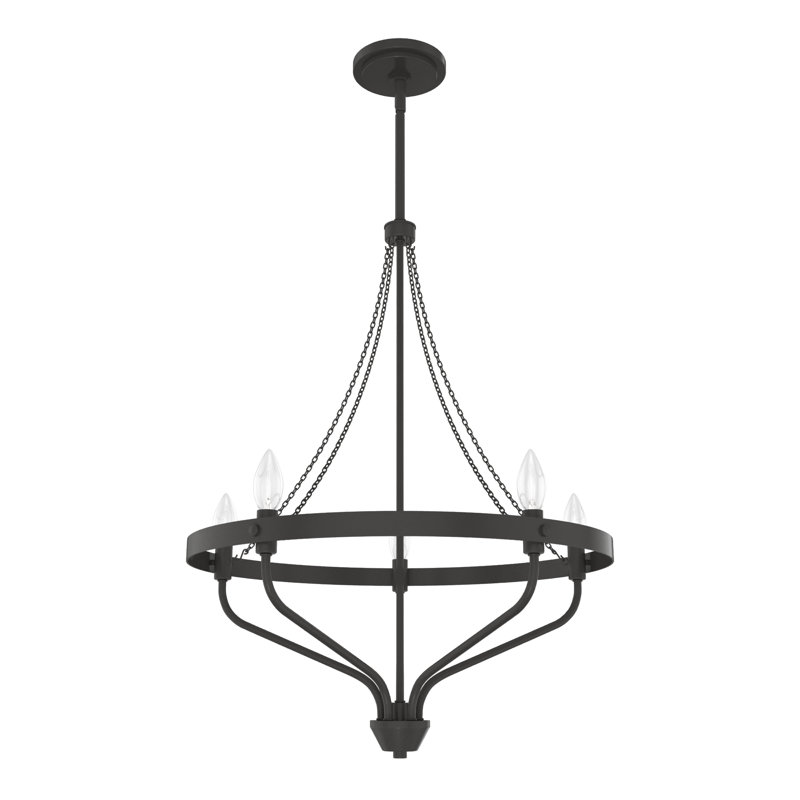 Lustre à 5 lumières Hunter Merlin, Fer rustique