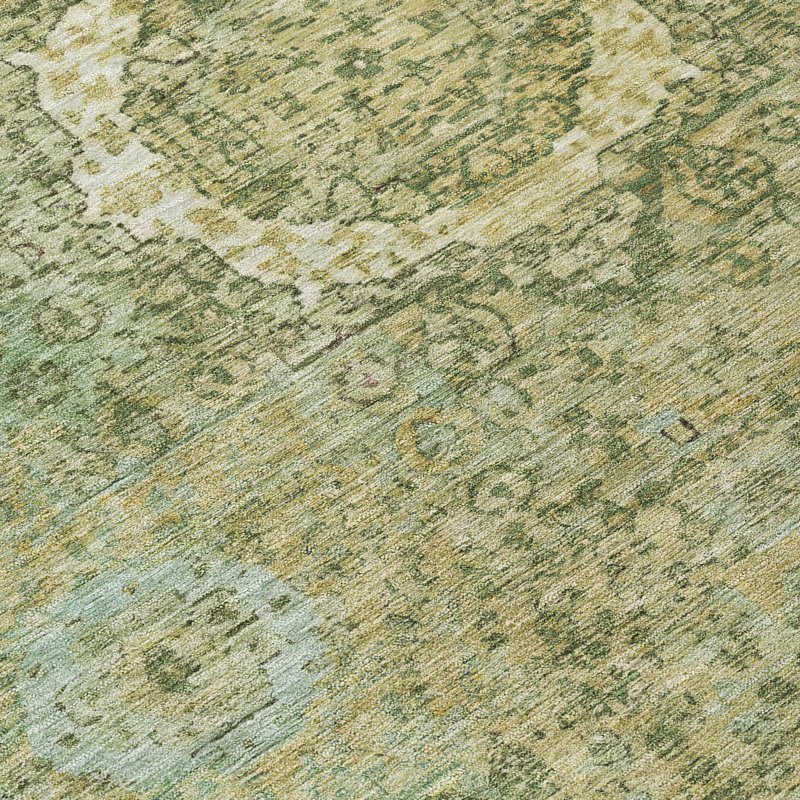 Machine Washable Indoor/Outdoor Xhevrie Sage Rug, Round 8'