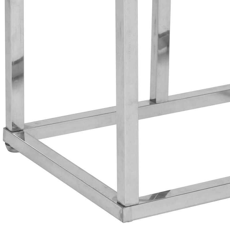 High Gloss White Side Table - C Table Coffee Table - Bed Side Table - Snack Table - Under Sofa Table - End Tables Living Room Chrome Metallic Frame (40D x 30W x 66H)
