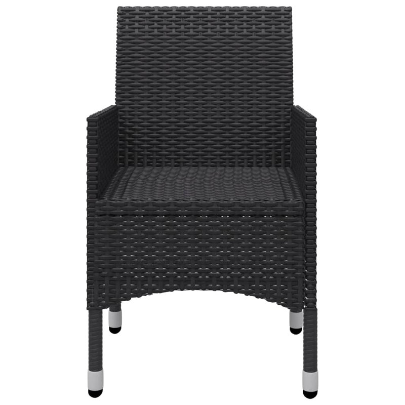 Patio 3 pièces avec coussins, Cadre noir / coussin crème