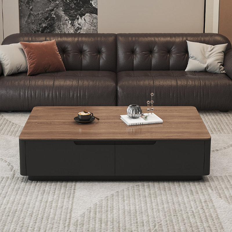 Table basse moderne en pierre, H 16,9 po x L 55,1 po x l 27,6 po, Noir
