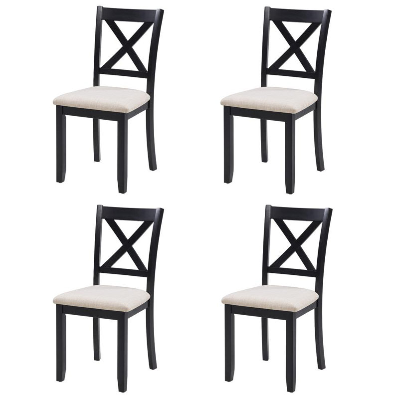 Dining Chairs Set for 4, Beige, Black