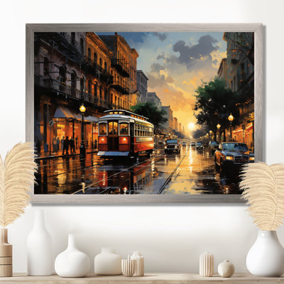 New Orleans Cityscape Comes Alive At Night I - New Orleans Framed Canvas Print