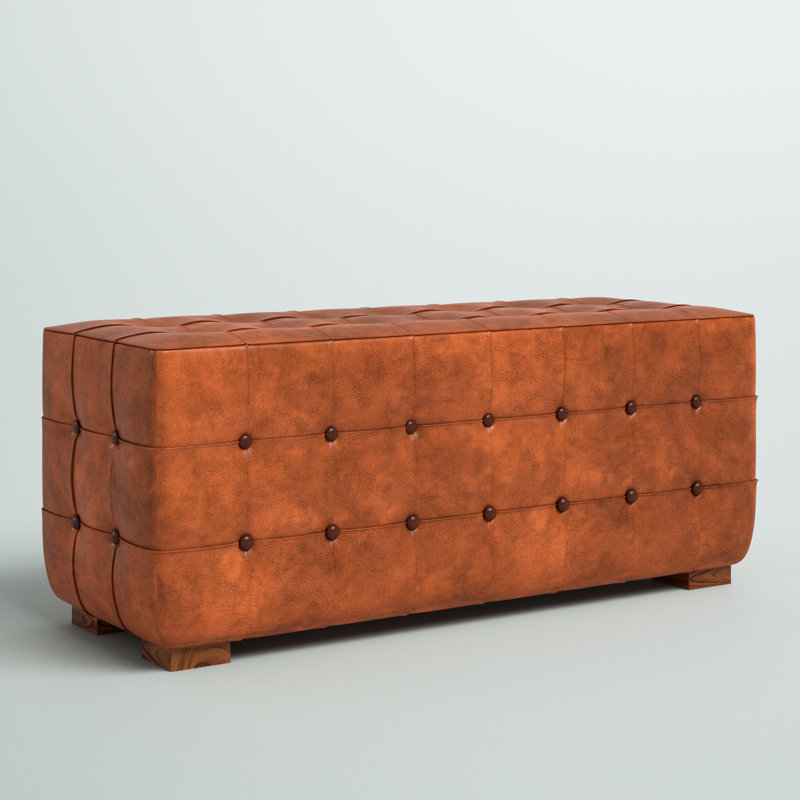 Banc rembourré en cuir, Brun