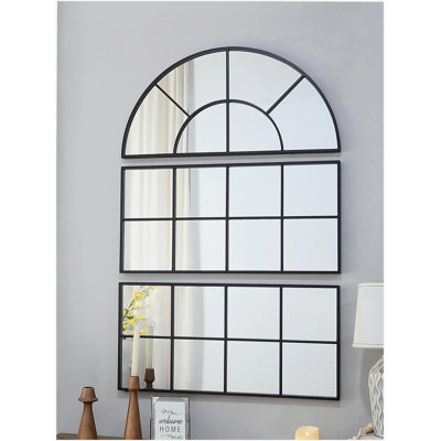 30-inch x 45-inch large arched wall mirror, divided into three independent parts