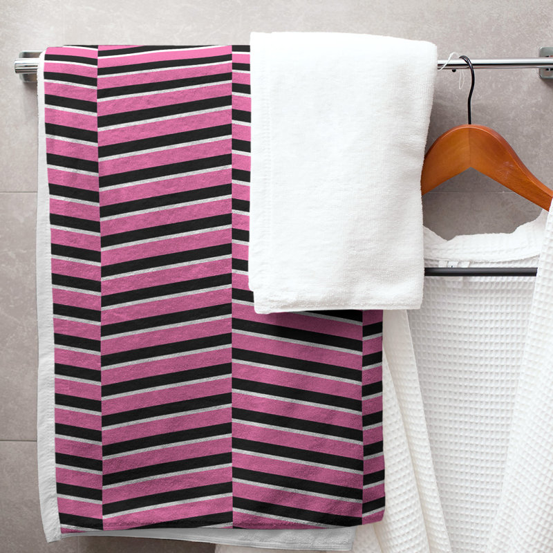 Jaya Bath Towel, Pink/Black