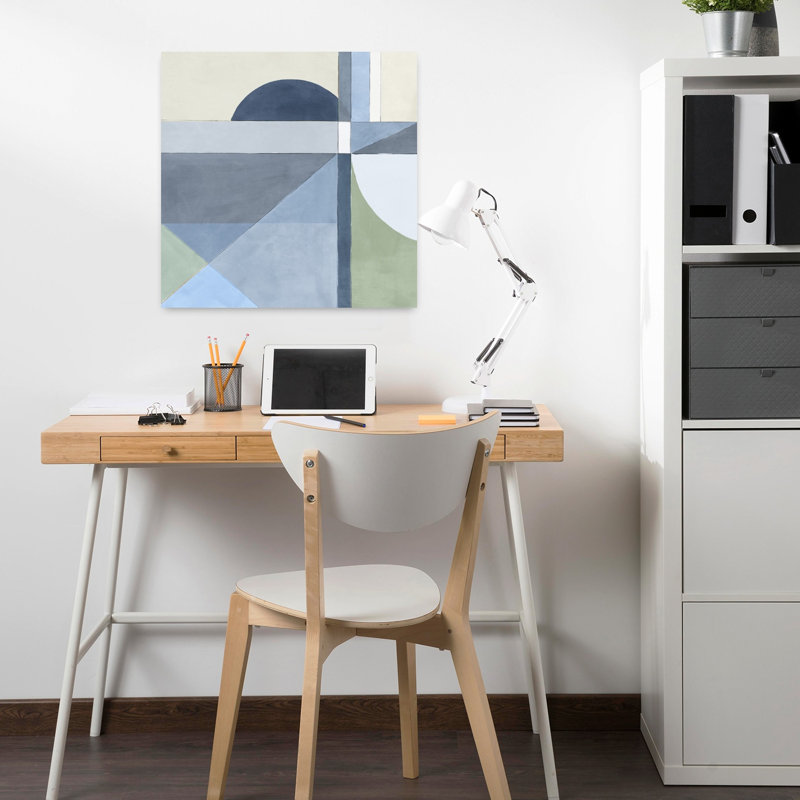 «Geometric Harmony In Soft Hues II», art mural contemporain abstrait, H 18 po x l 18 po