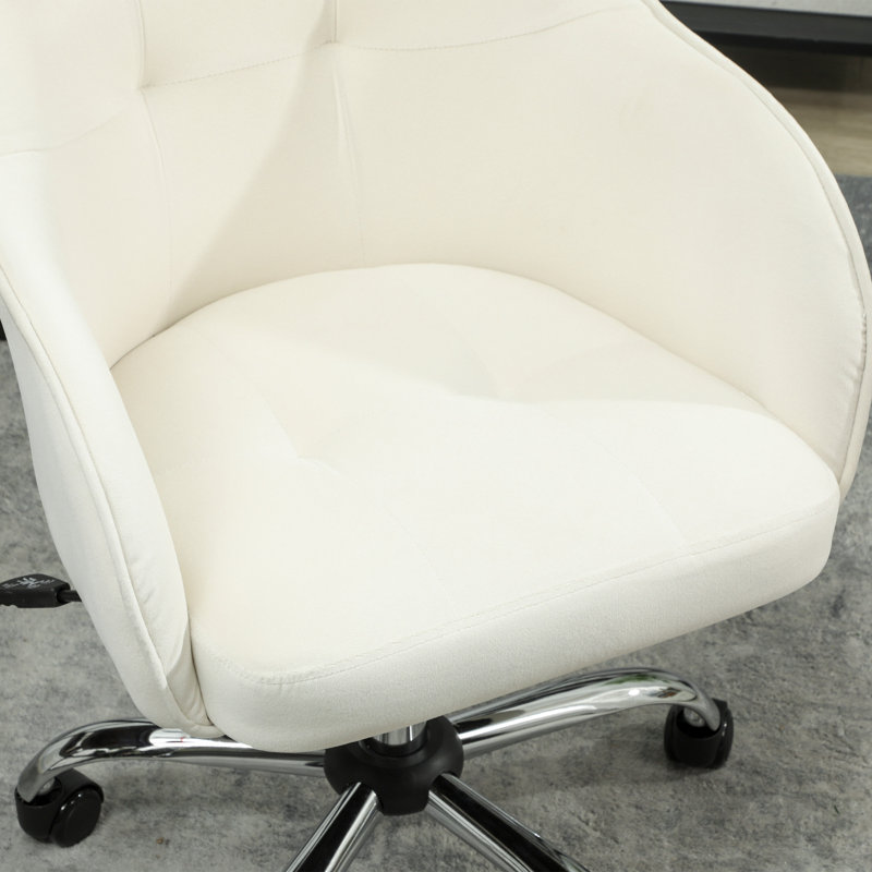 Velvet Office Chair, Cream 