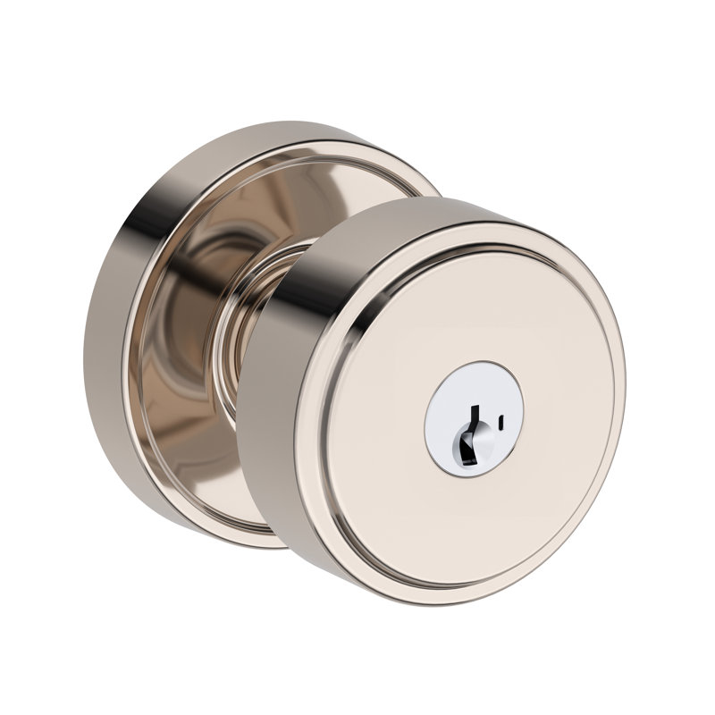 Vashon Keyed Entry Knob with Recessed Round Rose, Polished Nickel