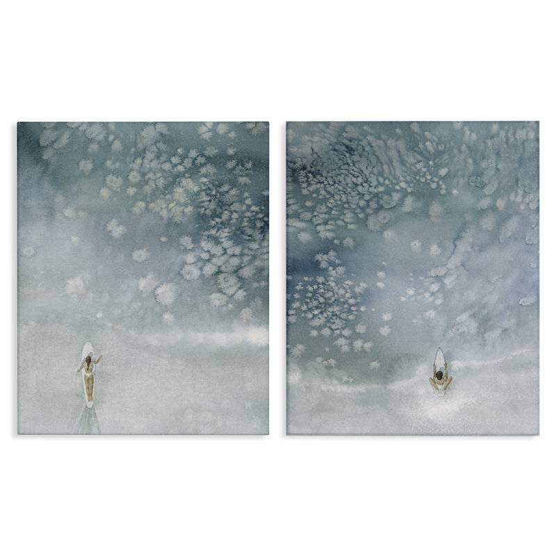 «Past The Break Surfers», ensemble d'art mural sur toile 2 pièces, design par Grace Popp, H 16 po x l 40 po