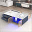 Table basse moderne avec 2 portes de rangement en verre, 4 tiroirs et un éclairage multicolore pour des espaces de vie élégants-2005043257
