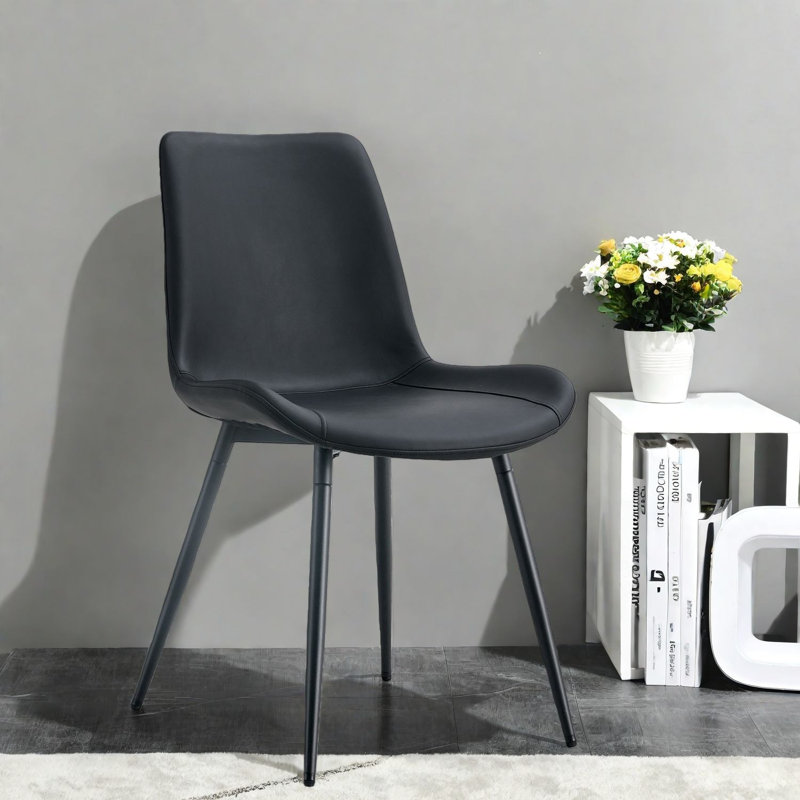 Chaises de salle à manger confortables en similicuir, structure moderne en métal pour la maison