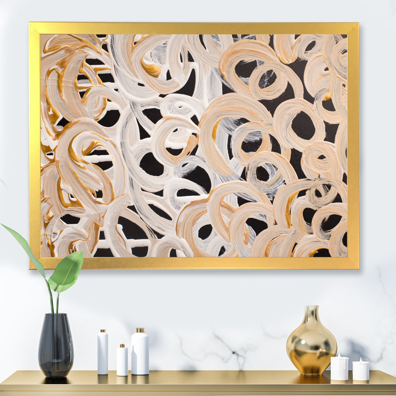 Abstrait circulaire tourbillonnant sur fond noir - reproduction sur toile, H 12 po x l 20 po