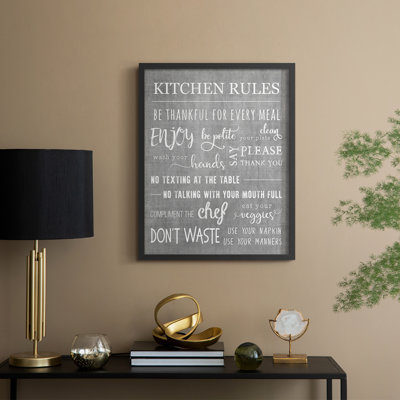 Neutral Kicthen Rules Framed Print - Solid Wood