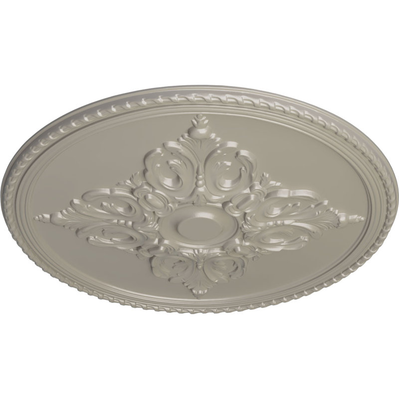 Médaillon de plafond Endurathane Delfina, DE 40 po x P 1 7/8 po, finition topaze fumée peinte à la main, Blanc perle