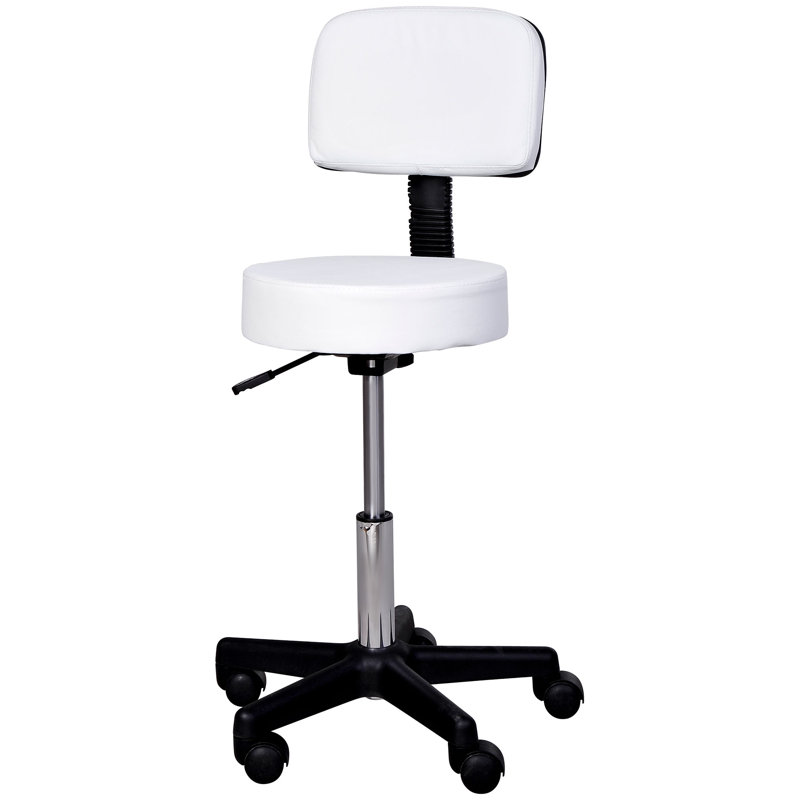 Tabouret roulant hydraulique à hauteur réglable, Blanc