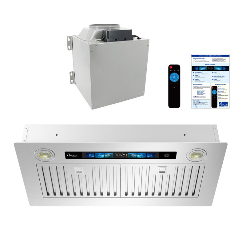 Awoco 30" 1000 CFM Ducted Insert Range Hood In Stainless Steel With Voice/Gesture/Touch Control