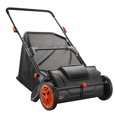 Push Lawn Sweeper, 21inch Leaf & Grass Collector, Strong Plastic Wheels & Heavy-Duty Thickened Steel Durable to Use with Large Capacity 3.5 cu. ft. Mesh Collection Hopper Bag, 2 Spinning Brushes