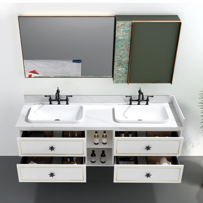 Wall Mount Fits Double Sink Bathroom Vanity - Base Only (Top Not Included)