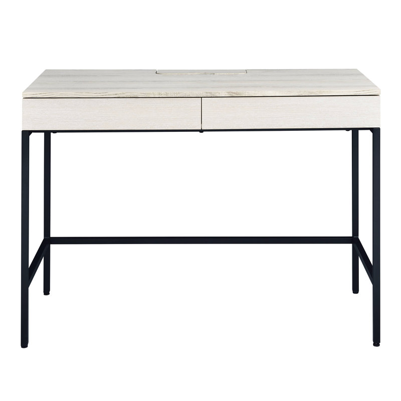 Bureau avec 2 tiroirs - naturel et noir