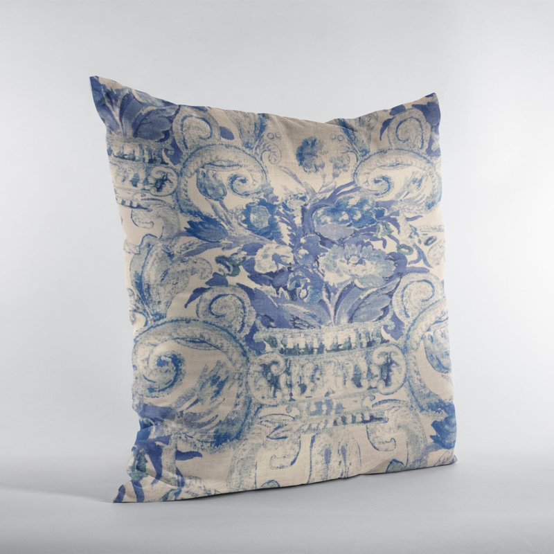 Oreiller de luxe Plutus Blue Beige iKat, Carré, H 24 po x l 24 po