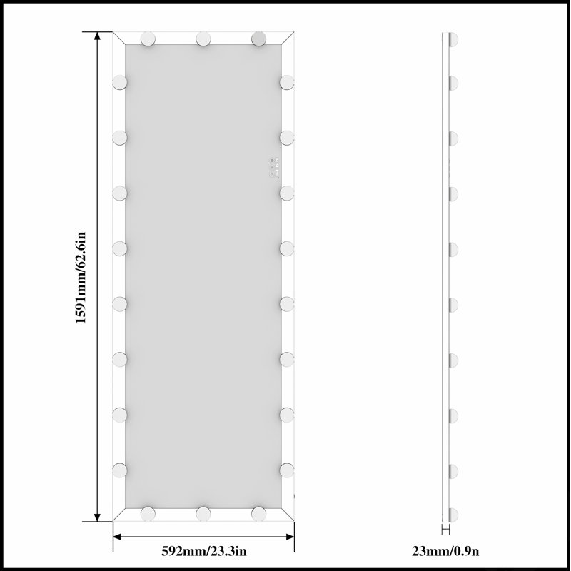 Miroir mural pleine longueur à DEL avec éclairage réglable et commande tactile pour les chambres et les hôtels