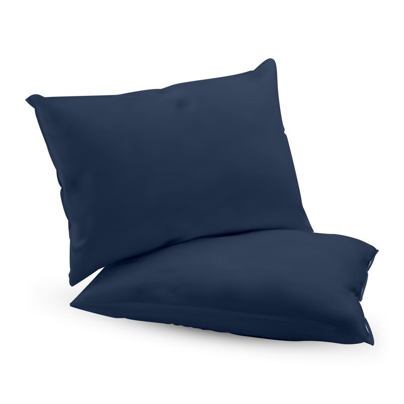 Ensemble de 2 taies d'oreiller en microfibre / polyester pour chambre d'amis, Grand, Bleu marine
