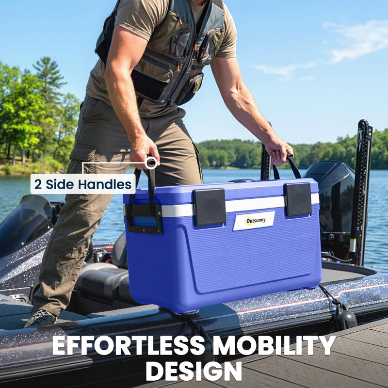 Outsunny 42.6L Ice Chest, Dark Blue/Black