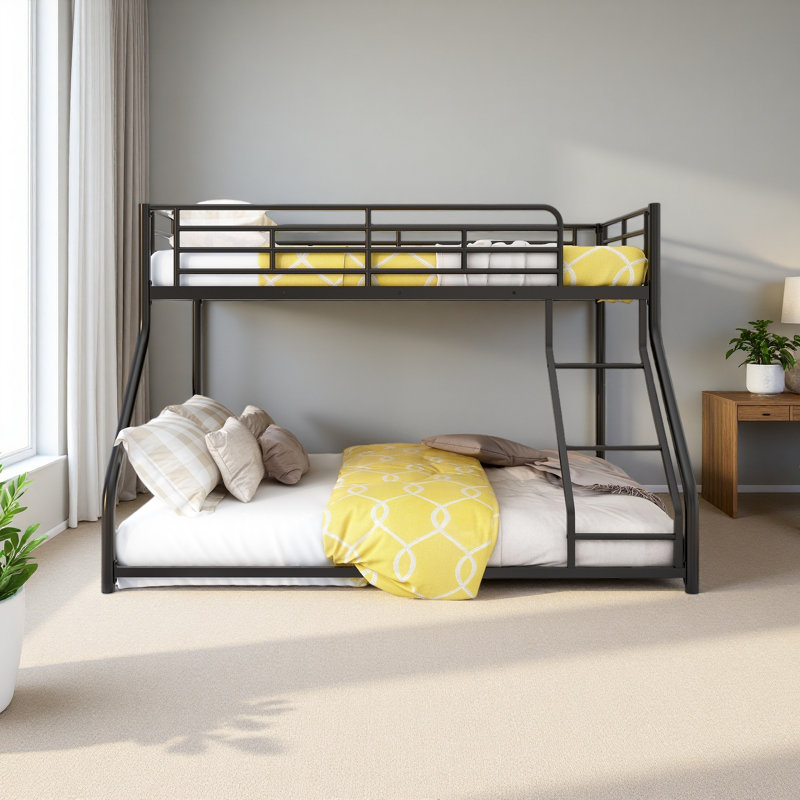 Metal Floor Bunk Bed, Twin XL Over Queen, Twin XL over Queen